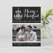 Verheiratetes Chandelier Holiday Foto Feiertagskarte (Stehend Vorderseite)