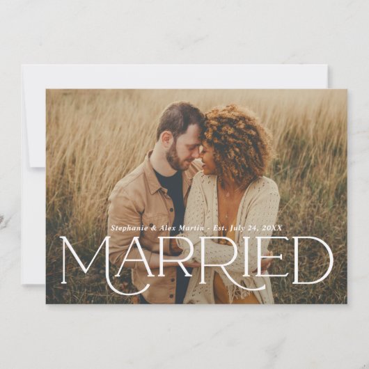 Verheiratetes elegantes Foto für Hochzeiten in Wei Ankündigung (Vorderseite)