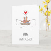 Verheiratetes Fischherz zum Hochzeitstag Karte (Gelbe Blume)