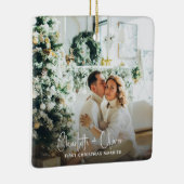 Verheiratetes Foto zu Weihnachten Keepake Keramikornament (Rechts)