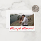 verheiratetes, frisch verheiratetes Foto-Rotes Skr Mitteilungskarte (Vorderseite/Rückseite Beispiel)