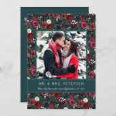 Verheiratetes grünes Burgunder Weihnachtsfest Foto Feiertagskarte (Vorne/Hinten)