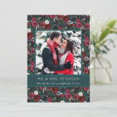 Verheiratetes grünes Burgunder Weihnachtsfest Foto Feiertagskarte (Stehend Vorderseite)