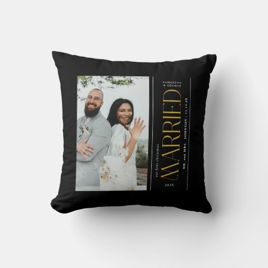 Verheiratetes Hochzeitsfoto Frischvermählte Weihna Kissen (Vorderseite)
