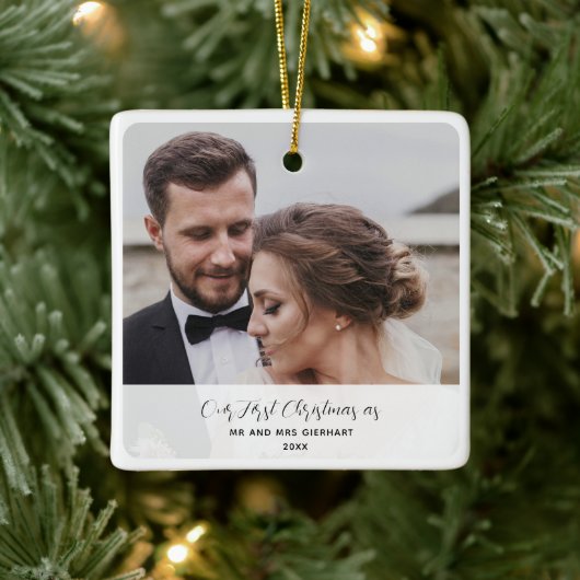 Verheiratetes Hochzeitstag Foto Keramikornament (Baum)