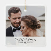 Verheiratetes Hochzeitstag Foto Keramikornament (Rückseite)