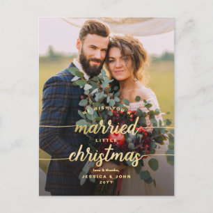 Verheiratetes kleines Weihnachtsfest Foto Hochzeit Feiertagspostkarte