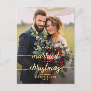 Verheiratetes kleines Weihnachtsfest Foto Hochzeit Feiertagspostkarte