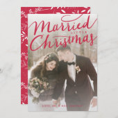 Verheiratetes kleines Weihnachtsrot-Hochzeitssembl Feiertagskarte (Vorne/Hinten)