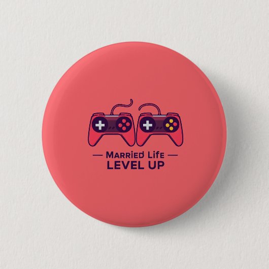 Verheiratetes Leben Level Up Gaming Kunst Button (Vorderseite)