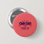 Verheiratetes Leben Level Up Gaming Kunst Button (Vorne & Hinten)