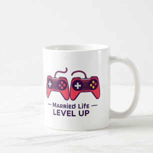 Verheiratetes Leben Level Up Gaming-Kunst Kaffeetasse