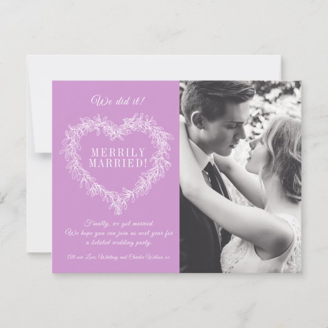 Verheiratetes lila Mistelherz Weihnachten (Vorderseite)