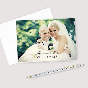 Verheiratetes Monogram Overlay-Hochzeitungs-Foto Dankeskarte
