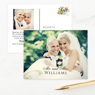 Verheiratetes Monogram Overlay Wedding Foto Vielen Postkarte