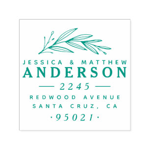 Verheiratetes Paar Elegante botanische Rücksendea Permastempel