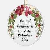 Verheiratetes Poinsettia-Foto Keramik Ornament (Links)