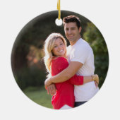 Verheiratetes Poinsettia-Foto Keramik Ornament (Hinten)