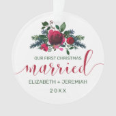 Verheiratetes Rose-Foto zu Weihnachten Ornament (Vorderseite)