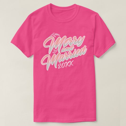 Verheiratetes Skript Pink Custom Year Xmas T-Shirt (Design vorne)