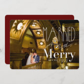 Verheiratetes u. fröhliches | verheiratetes feiertagskarte (Vorne/Hinten)