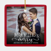 Verheiratetes und freundliches Red Newlywed Foto H Keramikornament (Rückseite)