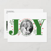 Verheiratetes und fröhlich grünes JOY Weihnachtsfe Postkarte (Vorne/Hinten)