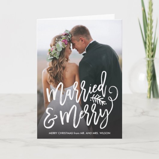 Verheiratetes und fröhliches Feiertags-Foto Feiertagskarte (Vorderseite)