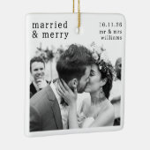 Verheiratetes und fröhliches Foto, Namen und Datum Keramikornament (Rechts)