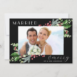 Verheiratetes und fröhliches frisch verheiratetes  feiertagskarte