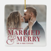 Verheiratetes und fröhliches HochzeitsFoto neu ver Keramikornament (Rückseite)