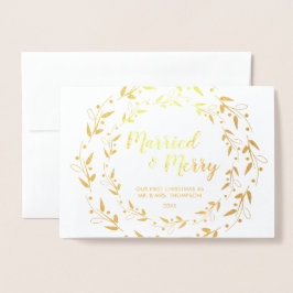 Verheiratetes und fröhliches Weihnachtsfest-Foto Folienkarte