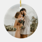 Verheiratetes und fröhliches Weihnachtsfest-Foto Keramik Ornament (Hinten)