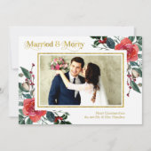 Verheiratetes und fröhliches Weihnachtsfest mit Ro Einladung (Vorderseite)