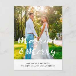 Verheiratetes und gemütliches Newlyweds Foto Postkarte