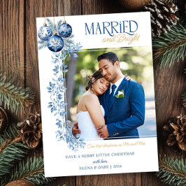 Verheiratetes und helles blaues Weihnachts-Foto Feiertagskarte