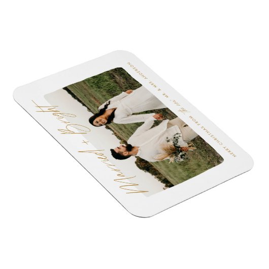 Verheiratetes und helles Gold-Script-Foto Magnet (Rechte Seite)