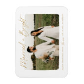 Verheiratetes und helles Gold-Script-Foto Magnet (Vertikal)