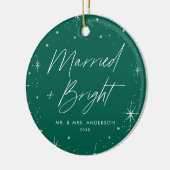 Verheiratetes und helles Green Holiday Foto Keramik Ornament (Links)