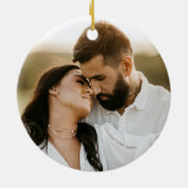 Verheiratetes und helles Green Holiday Foto Keramik Ornament (Hinten)