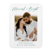 Verheiratetes und helles Green Script-Foto Magnet (Vertikal)