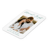 Verheiratetes und helles Green Script-Foto Magnet (Linke Seite)