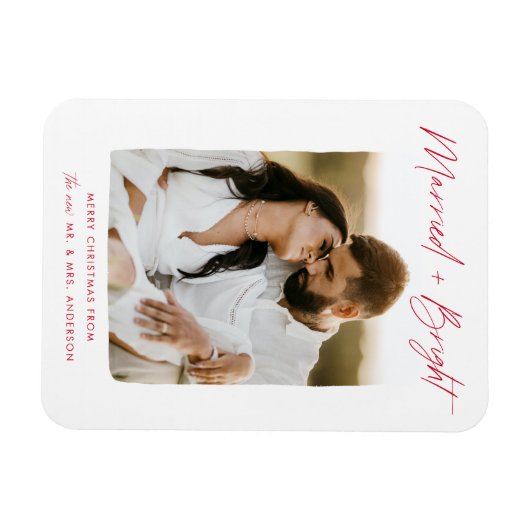 Verheiratetes und helles Red Script-Foto Magnet (Horizontal)