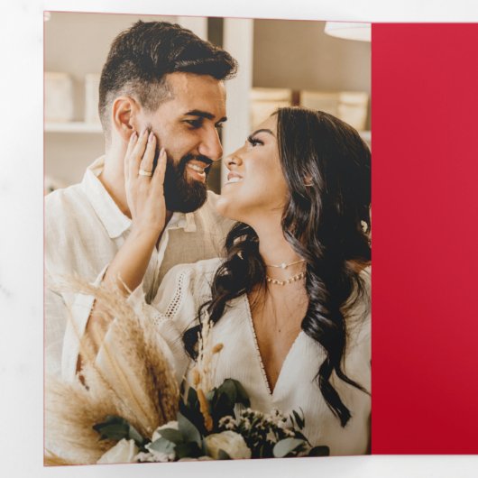 Verheiratetes und helles Rotes Skript 4 Foto Dreifach Gefaltete Urlaubskarte (Innen Erste Seite)