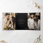 Verheiratetes und helles Schwarzes Skript 4 Foto Dreifach Gefaltete Urlaubskarte (Innenseite)