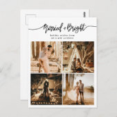 Verheiratetes und helles Script Holiday Collage Fo Postkarte (Vorne/Hinten)