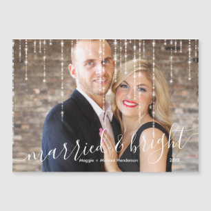 Verheiratetes und helles Twinkle Lights Foto Magnetkarte