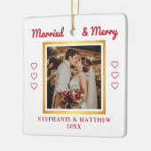 Verheiratetes und lustiges Hochzeitsfest Foto Mode Keramikornament (Links)