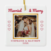 Verheiratetes und lustiges Hochzeitsfest Foto Mode Keramikornament (Vorderseite)