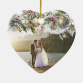 Verheiratetes und Merry Double Sided Heart Wedding Keramik Ornament (Hinten)